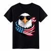 Unisex Cool Bald Eagle Sunglasses T- Shirt USA Flag Patriotic Graphic Casual Tee