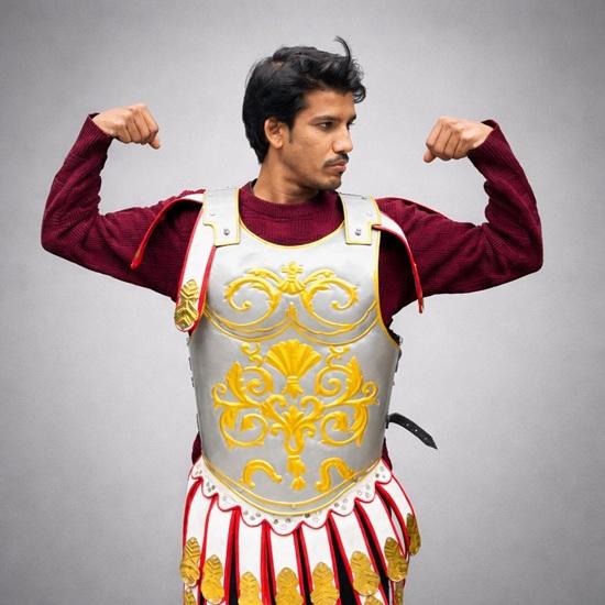 Roman Legionary Cuirass Armor with Gold Embossed Design Gladiator Chest Armor Costume