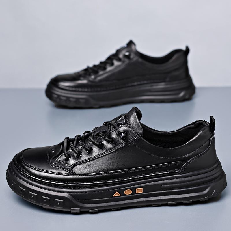 

Мужская повседневная кожаная обувь, износостойкая легкая легкая модная дышащая прогулочная обувь с круглым носком, весенне-осенняя основная обувь