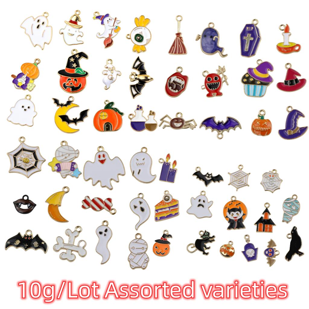 10g/50g/Lot Halloweenské přívěsky Smaltované přívěsky na výrobu šperků Pro výrobu Halloweenských náramků, náhrdelníků, náušnic
