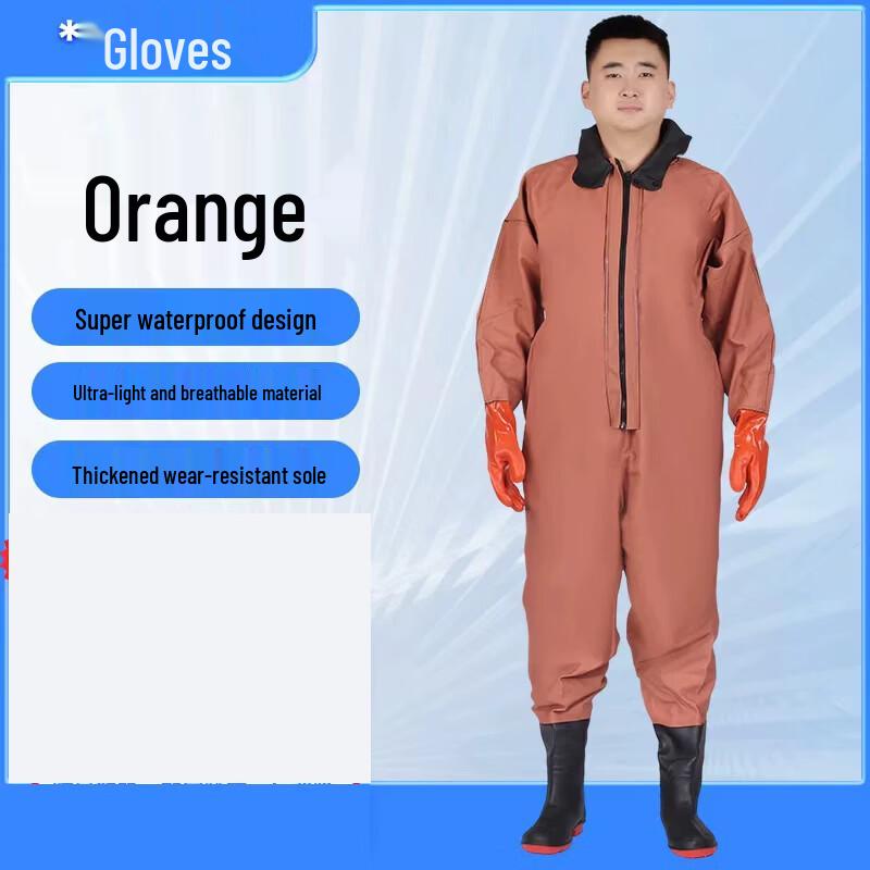 HUAJI Adult Full-Body Waterproof Waders with Gloves