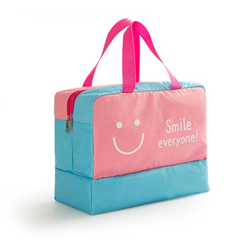 

Пляжная сумка для купания, влажная и сухая разделительная водонепроницаемая сумка для хранения купального халата большой емкости розовый