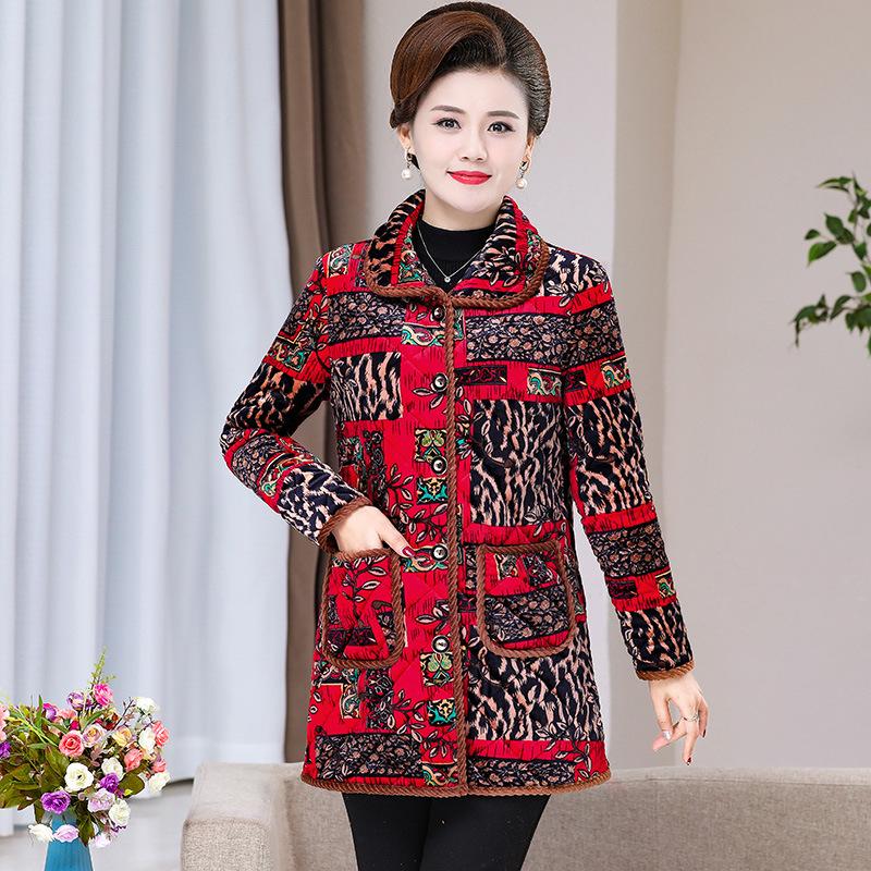 

Middle-Aged Women s Plus Size Winter Cotton Jacket Coat - Thick, Warm, Velvet-Padded Casual Wear 5XL (145-165 jin)