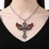 Glow-In-The-Dark Angel Wing Cross Necklace Gothic Luminous Pendant Necklace Jewelry Gift