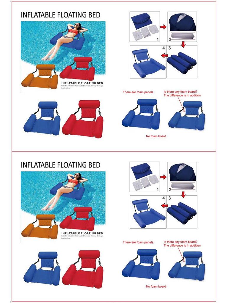 Foldable Inflatable Recliner with Mesh Hammock - Dual-Use Floating Bed Sofa Chair