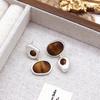 Asymmetrical Stone Retro S925 Silver Dangle Earrings - Versatile Temperament Design for Women