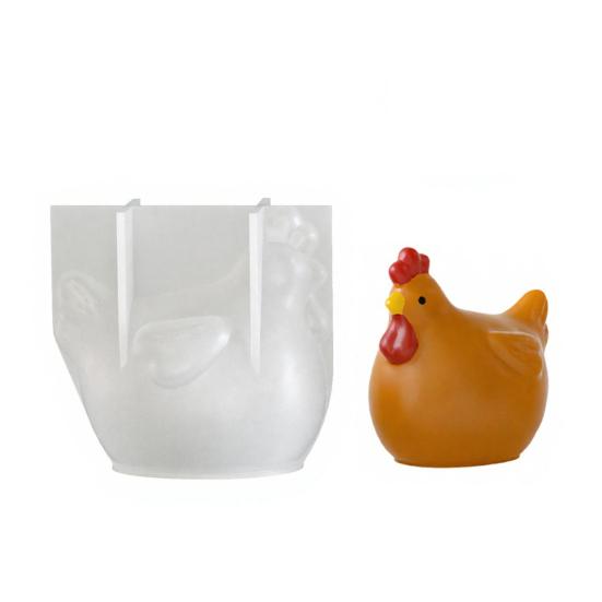 3D Rooster Hen Silicone Mold DIY Easter Candle Plaster Craft Mold Flexible Reusable Craft Mold for Resin Soap & Home Decor
