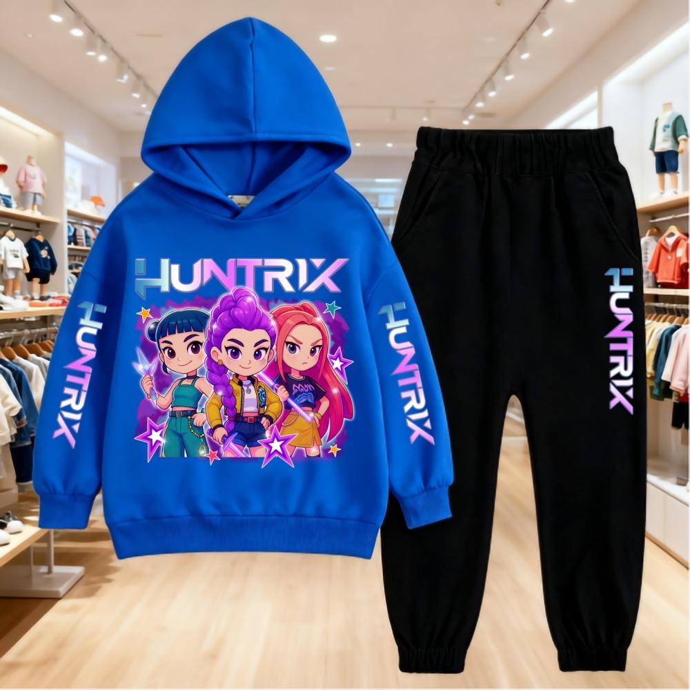 KPop Demon Hunters Kids Hoodie Set Boys Teen Girls Hoody Sweatshirts With Pants Tracksuit Children's Autumn Clothing 2pcs