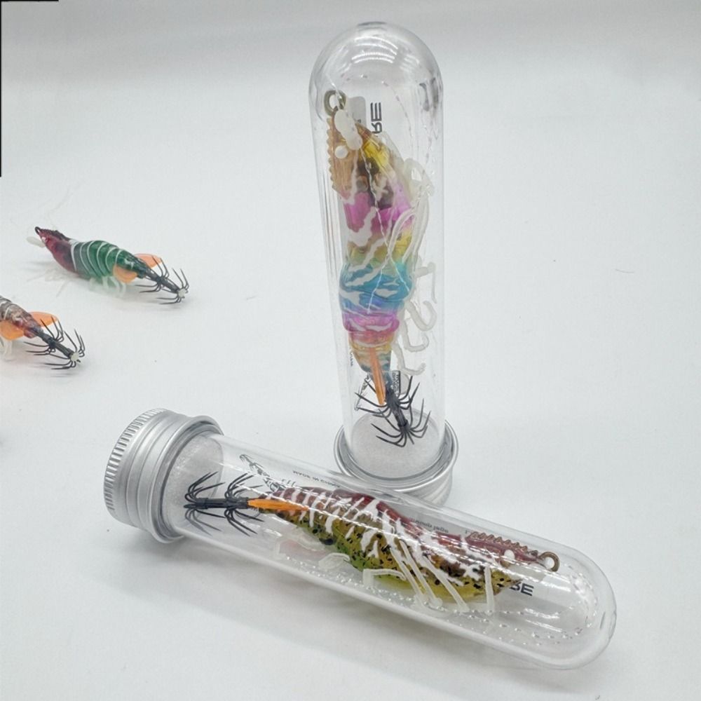 Shrimp 6.6g 80mm Squid Jig Horizontal Webfoot Slow Sinking Lure Luminous Wood Shrimp Octopus Bait Cuttlefish Fishing