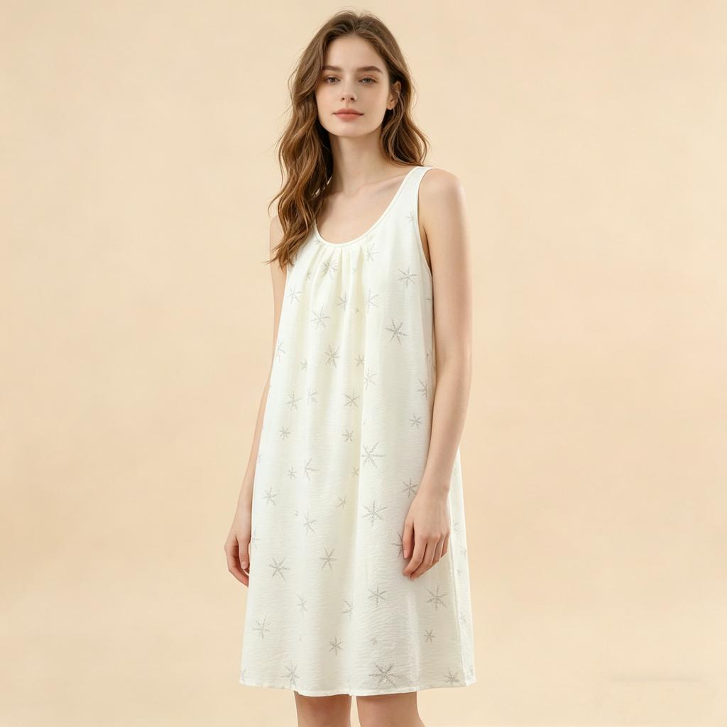 Estiva Donna Yunjin Cotone Senza Maniche Camicia da Notte Dolce Stile Ragazza Vestibilità Larga Cotone Viscosa Abito da Casa Casual Loungewear Quotidiano da Esterno Pigiami