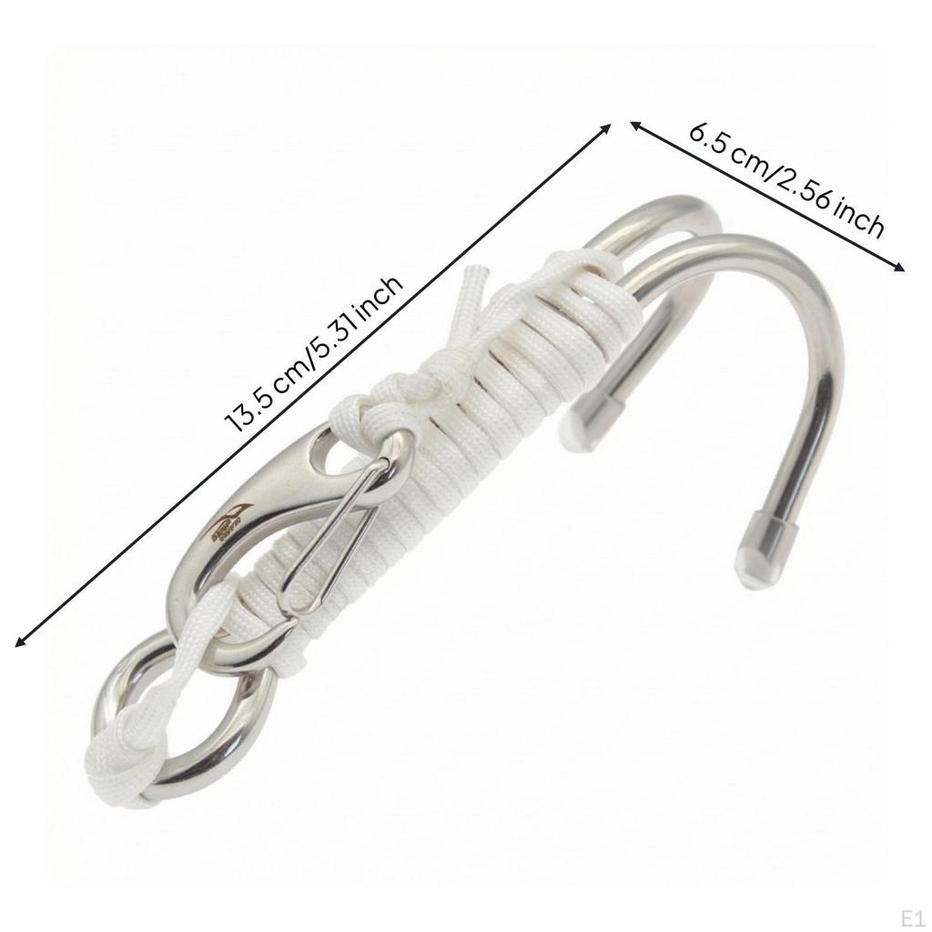 Diving Safety Lanyard 316 Stainless Steel Coiled Dive Marine Gear Double Hooks Outdoor