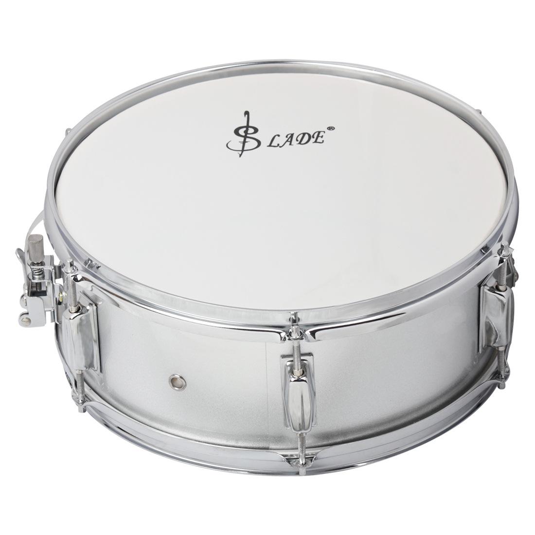 

LADE 14 Stainless Steel Snare Drum - Western Percussion Instrument for Military Band and Marching Team. серебряный