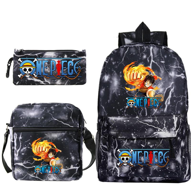 Cartoon Printed Teen Backpack Men's and Women's Student School Bag Three-piece Combination