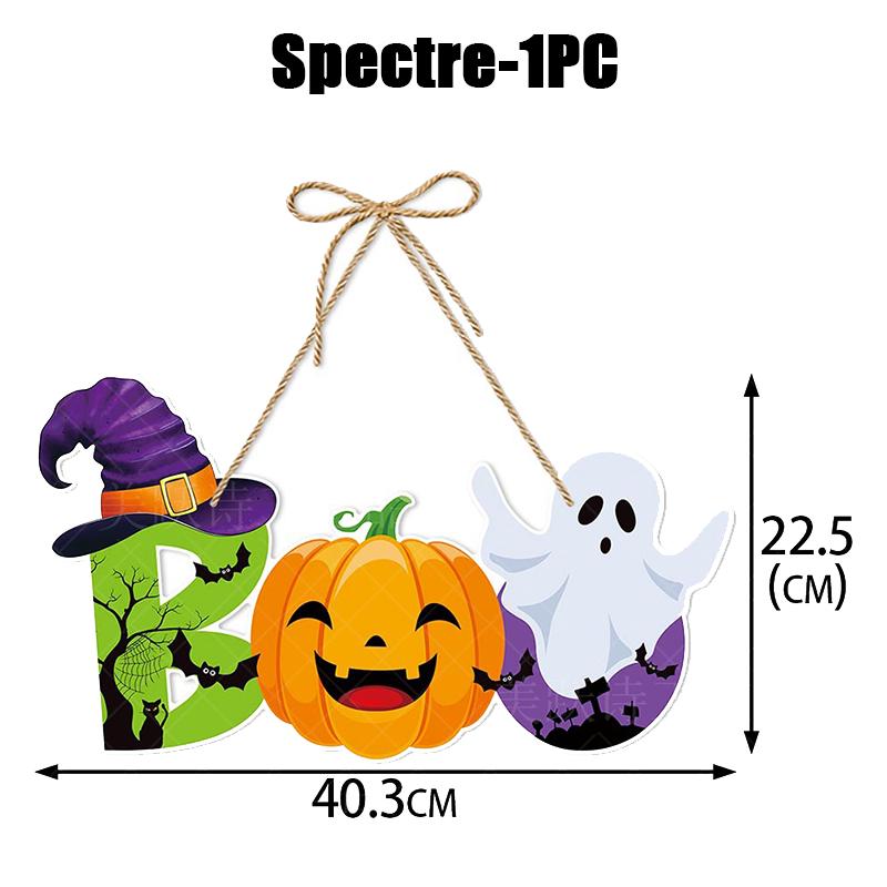 Halloween Ghost Black Cat Pumpkin Door Hanging Sign Decorations Happy Halloween Front Door Hanger Yard Wall Home Decor