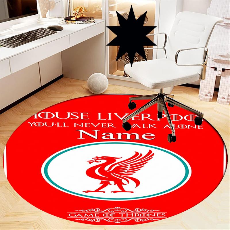 Benutzerdefinierter Name Liverpool Football Club Aufgedruckter Runder Teppich Teppich Stuhlteppich Bereichsteppich Eingang Fußmatten, für Bürostuhl Wohnzimmer Schlafzimmer Küchenraum.