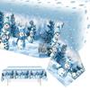 Blue Christmas Tablecloth Wonderland Snowman Table Cover Christmas Decorations for Home 2026 Xmas Table Decor Navidad New Year