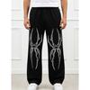 Men Flame Printed Linen Regular Fit Joggers Track Pant Flame Fire Graphic Gothic Letter Joggers Slogan