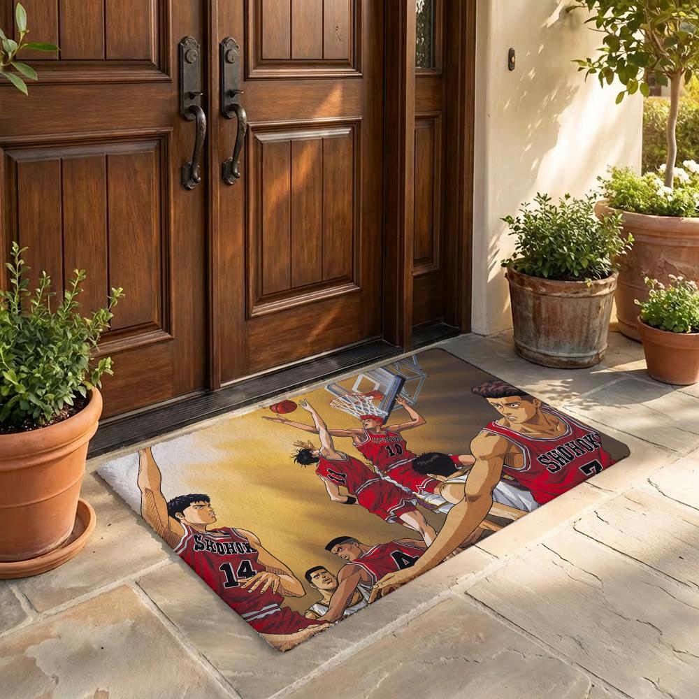 Classic anime THE FIRST SLAM DUNKS Floor Mat Flannel Door Mat Non-Slip Bedroom Living Room Home Decor