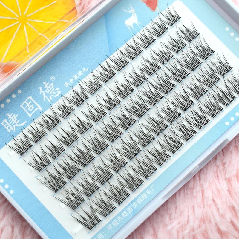 

Jiegu De AB Natural Cross Fishtail Eyelashes - Soft, Ultra-Fine Stem, Self-Grafting, Lazy Fan Design