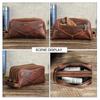 CONTACT'S Genuine Leather Vintage Cosmetic Bag for Men Make Up Bag Travel Bag Male Toilery Bag Wash Bag