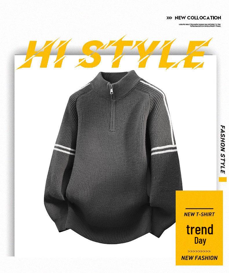 Half-Zip Stand-Collar Sweater for Boys: Autumn/Winter Style for Teens - Knit Base Layer Fashion