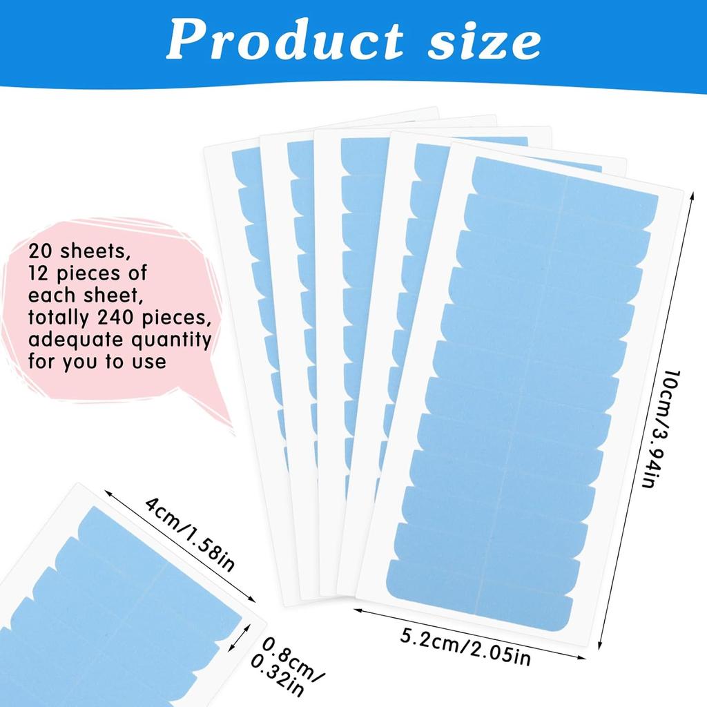 240Pcs Tape for Hair Extensions, 1.58 X 0.32 Inch Human Replacement Tape for Hair Extensions, Double Sided Hair Extension Tape Strips Adhesive Wig