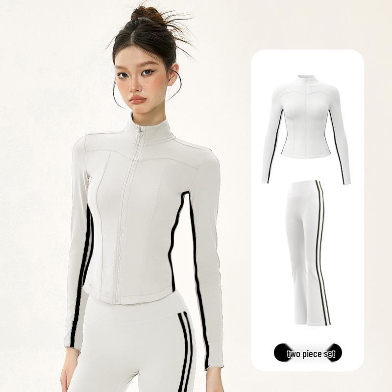 Women’s Autumn/Winter Yoga Suit: Slimming Stand Collar Zipper Jacket with Long Sleeves for Running, Training, and Fitness