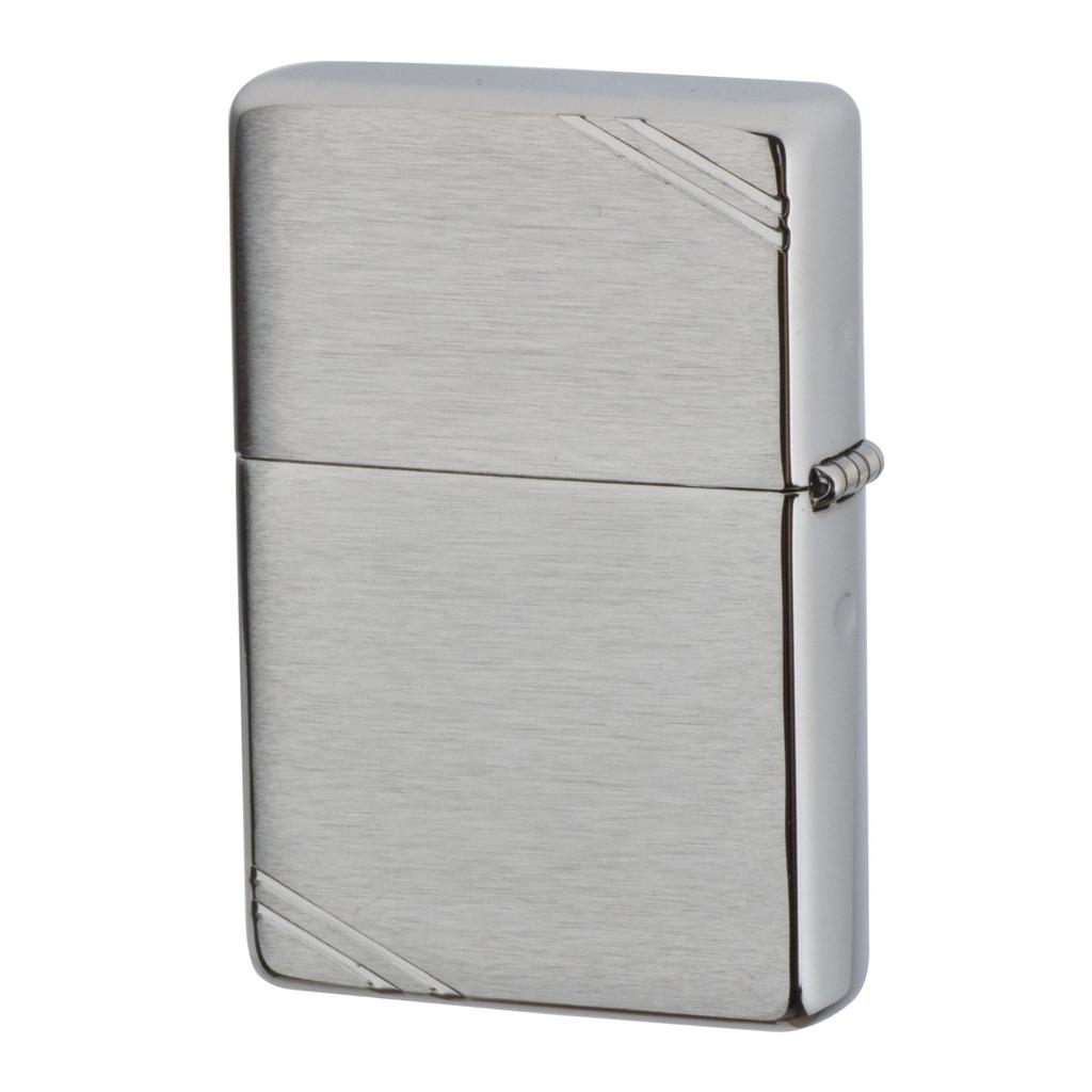 ZIPPO Flat Chrome Satin Official Import Lighter, Plain, Top, 230, Finish,