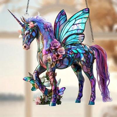 1pcs Unicorn Butterfly Fairy Garden Light Catcher, Mysterious Fantasy Gift, Charming Home Decoration, Room Decoration