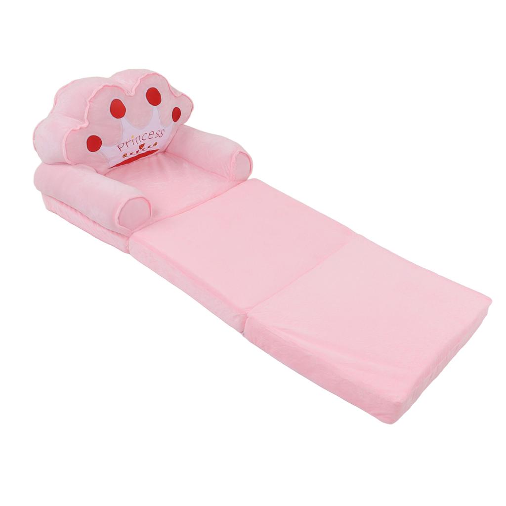 Canapea pliabilă pentru copii 2 în 1 canapea extensibilă drăguță pentru sufragerie dormitor model coroană roz 3