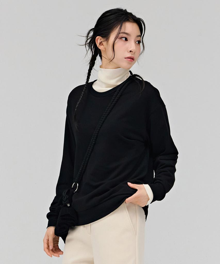 CHASECULT Women'S Loose Fit Daily Fleece-Lined Sweatshirt - Black