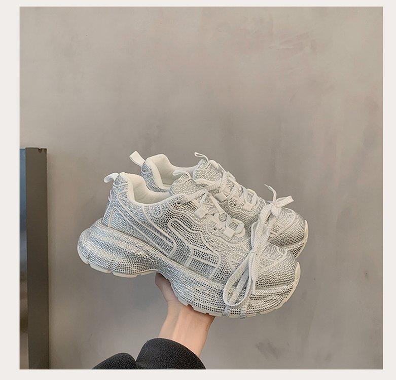 European goods full of diamond dad shoes for women in the spring and autumn of 2025, the new platform-soled sports fried street sports and leisure sho