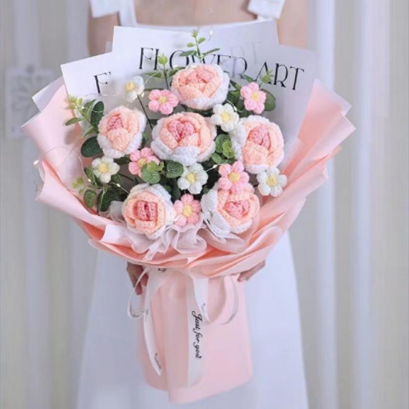 

Jianixiong Handmade Crochet Rose Bouquet