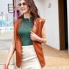 Cardigan Vest for Women Faux Leather Sleeveless Short Jacket with Pockets Plus Size Loose Waist Coat In Black Camel Beige