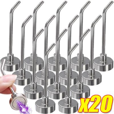 20/1 Pezzi Gancio Magnetico Forte Magnete ad Angolo Retto per Carichi Pesanti Supporti Multi-uso per Appendere per Cucina Bagno Stoccaggio