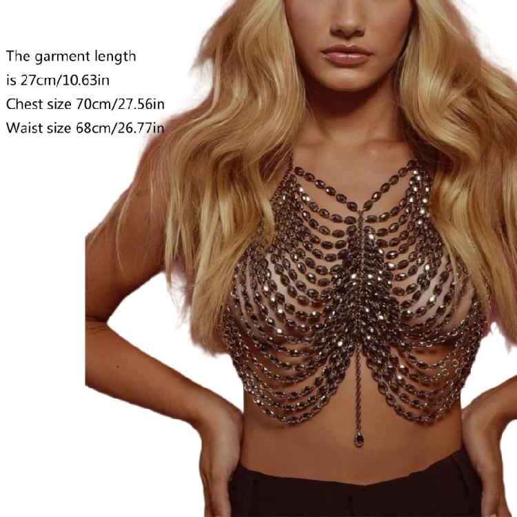 Rhinestones Body Chain Bra Multilayer Crystal Chest Chains Body Accessories Jewelry Women Nightclub Raves Body Jewel