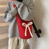 2025 Retro Plush Large-capacity Bucket Bag Women's Red Shoulder Small Crossbody Cloth Bag Niche Casual Bag