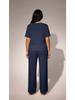 Women 2 Piece Casual Set Short Sleeve Long Pants Textured Waffle Set For Women