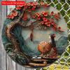2d Flat 20*20cm, Round Wooden Wall Decorative Sign, Entrance Decor Gift, Ornaments Room Balcony Window, for Bar, Cafe, Club, Home, Room Wall Decor.