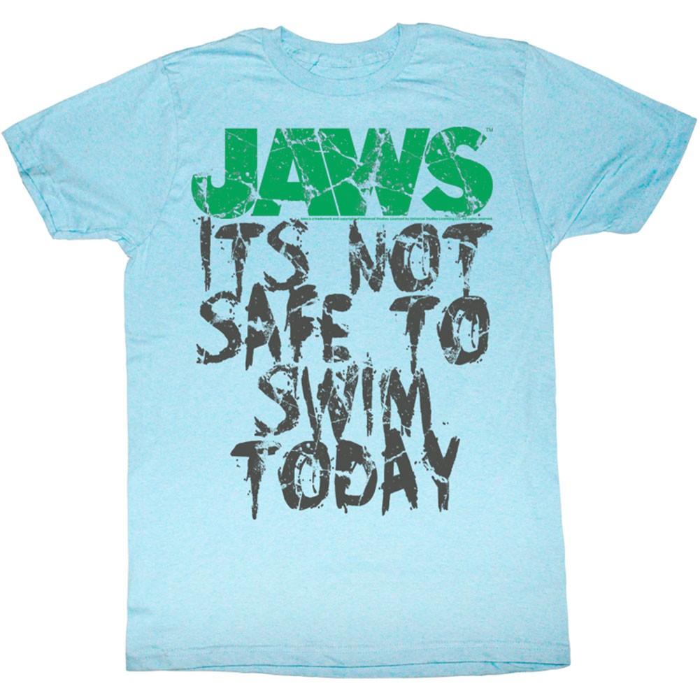 Men s Jaws Jaws Not Safe Slim Fit T-shirt Small Neon Blue Heather S
