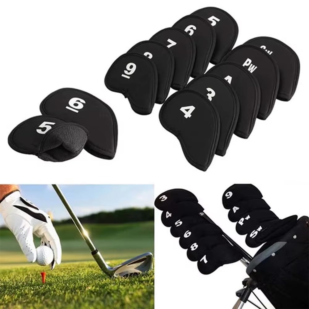 WIOOYIUU Iron Set of Magnetic Golf Club Covers for Iron Head Soft Numbered Easy Storage Covers, Golf, 10, Protection, Material, Clubs, Lightweight,