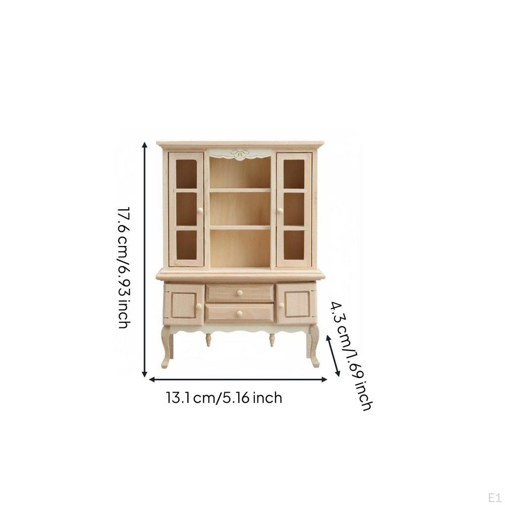 1:12 Scale Cabinet DIY Unfinished Miniature Sideboard Mini Size Dollhouse Display for