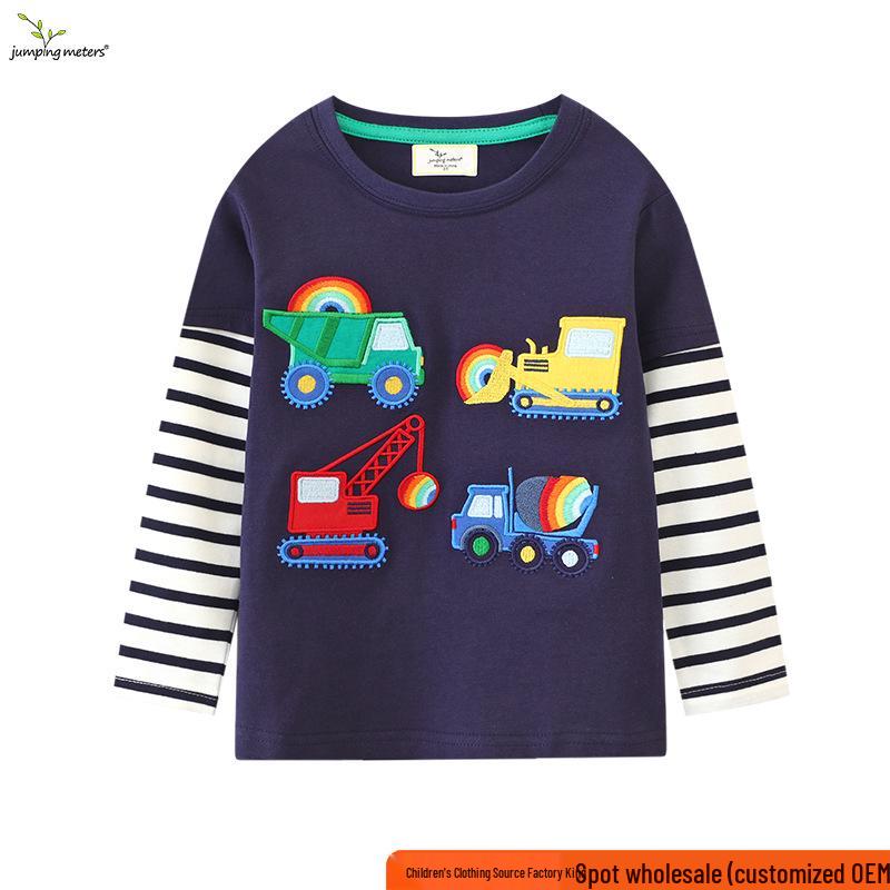 Striped Long-Sleeve Pure Cotton T-Shirt for Baby Boys - Autumn Style