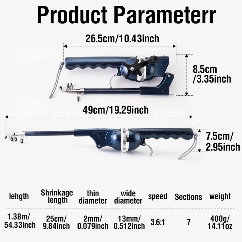 Foldable Portable Spinning Fishing Rod Combo Mini Travel Surf Casting Saltwater Freshwater