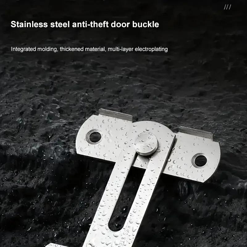 1Pcs Stainless Steel Sliding Barn Door Lock Hardware Gate Latches, Window Closet, Matte Black Silvery
