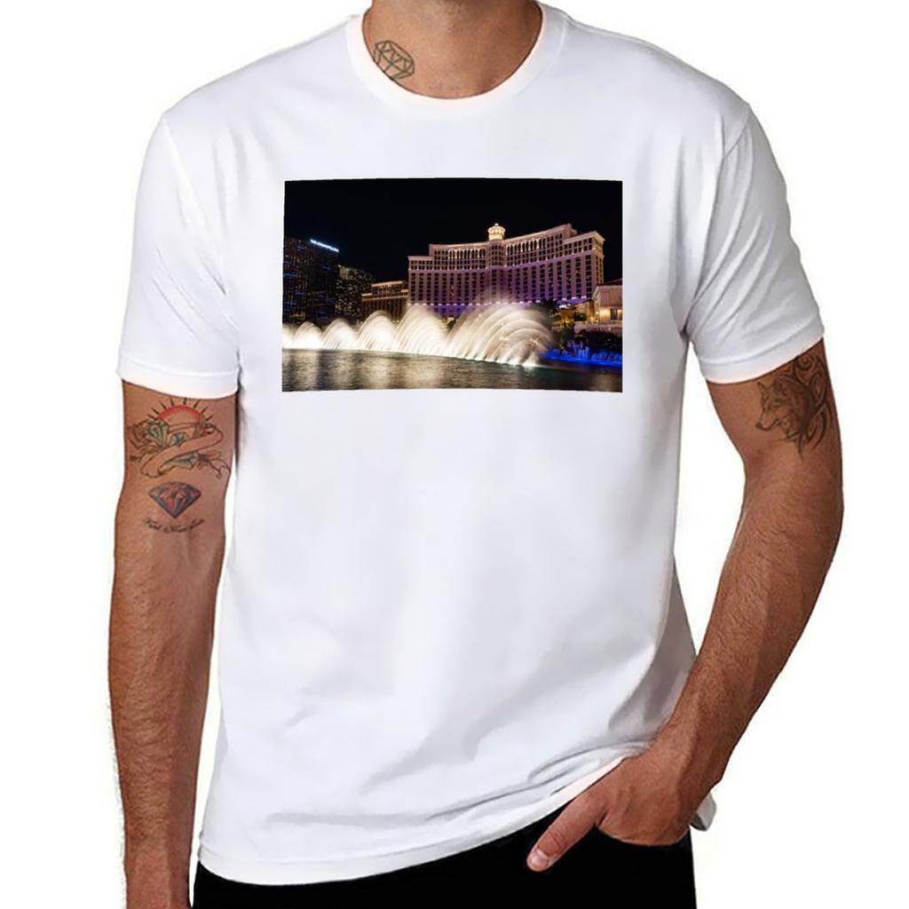 Midnight Dance - Silky Bellagio Fountains at Night T-Shirt Quick Dry Light Sports T-Shirt