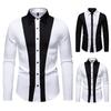 Men's Contrast Panel Dress Shirt Long Sleeve Casual Formal Top for Men Spring Autumn Multi-Color Male Fashion Blouse
