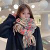 Plaid scarf women's winter Korean version of the new versatile British tassel thickened imitation cashmere warm student scarf