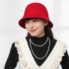 Autumn and winter windproof warm bucket hat female face small age reducing woolen hat trendy versatile simple basin hat