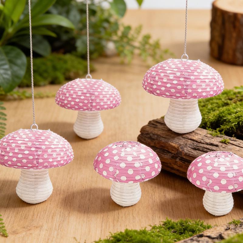 Outdoor Mushroom Lantern Ornaments: Decorative Photo Paper Lanterns for Parties and Restaurants